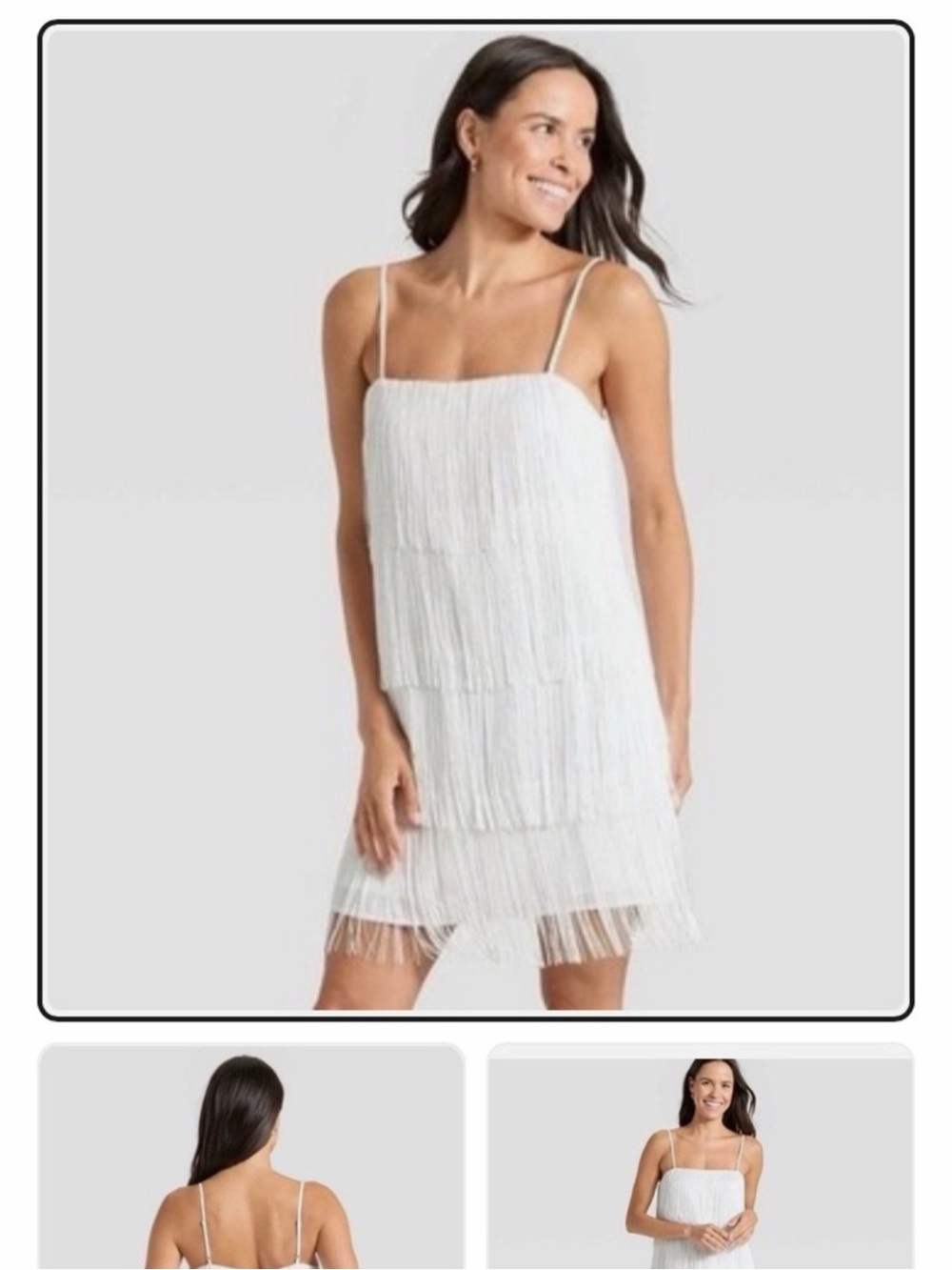 White Fringe Tiered Slip Dress - A new day